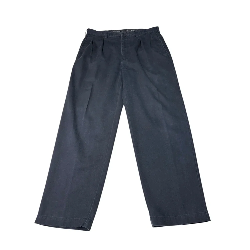 Vintage Polo Ralph Lauren Mens Classic Fit Pleated Chinos Dark Gray 35x30 Cotton